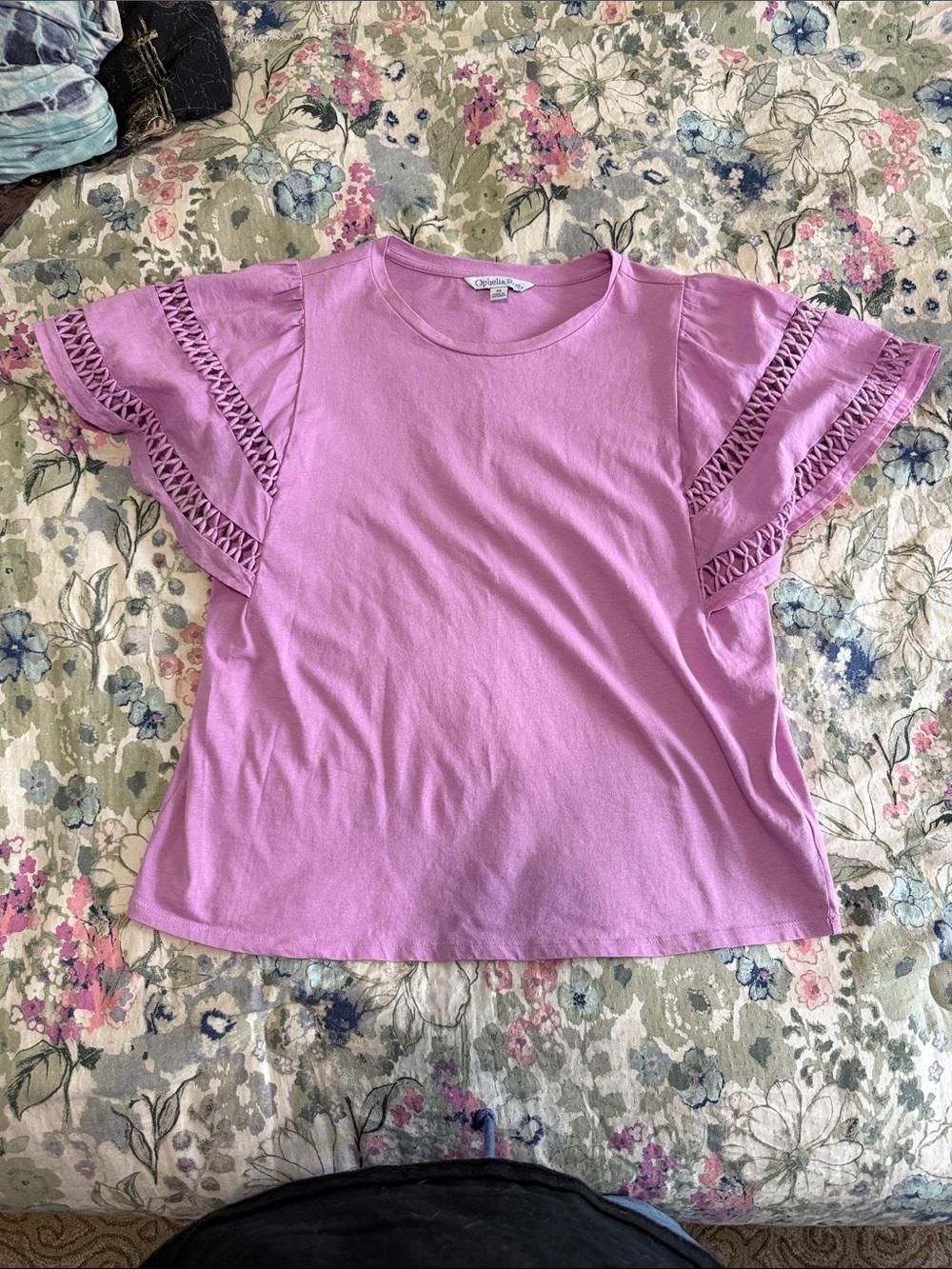 Ophelia Roe Liliac Ruffle Sleeve Tee